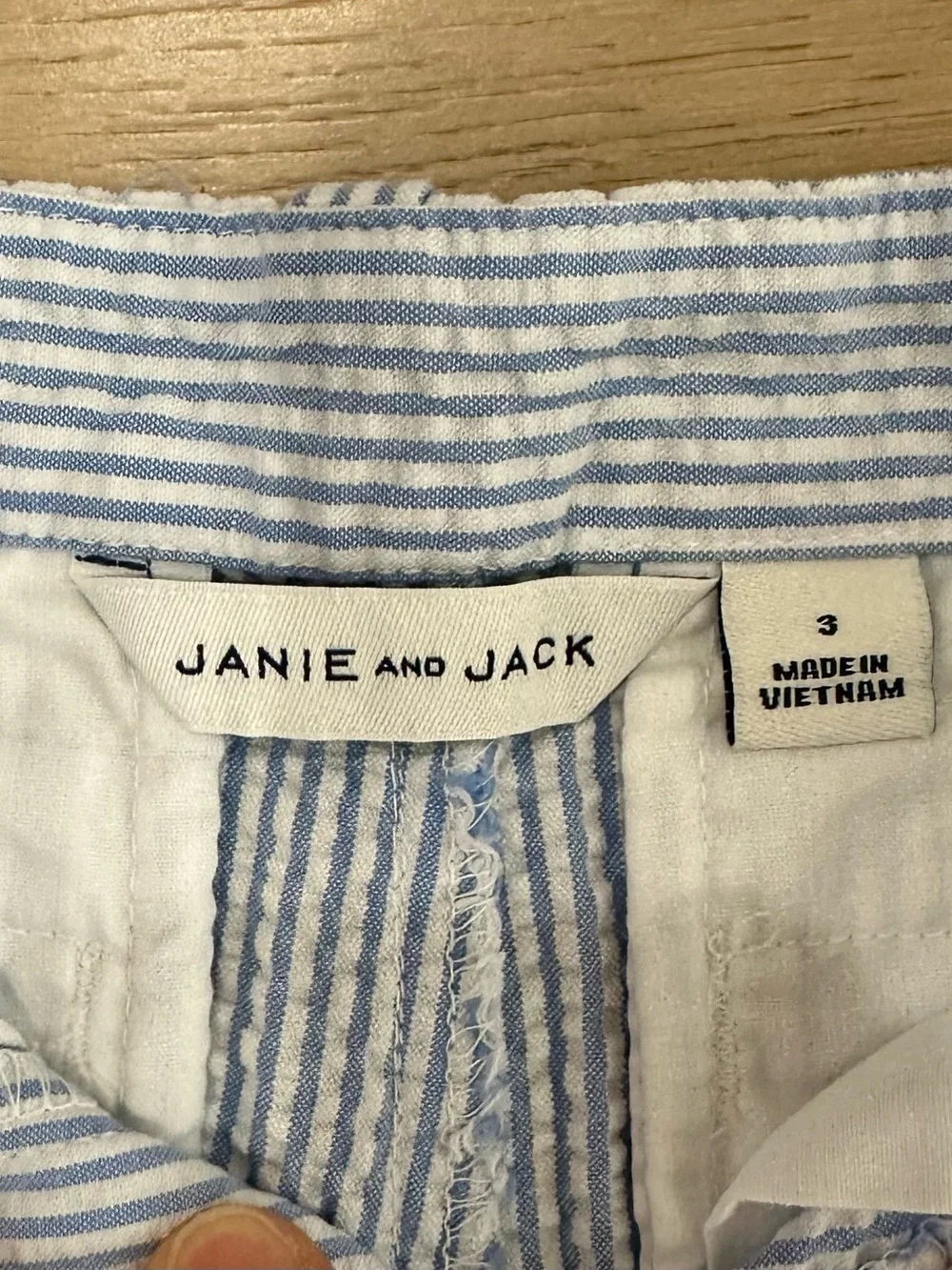 Janie and Jack Boy's Light Blue Striped Seersucker Suit Set (size 3T)